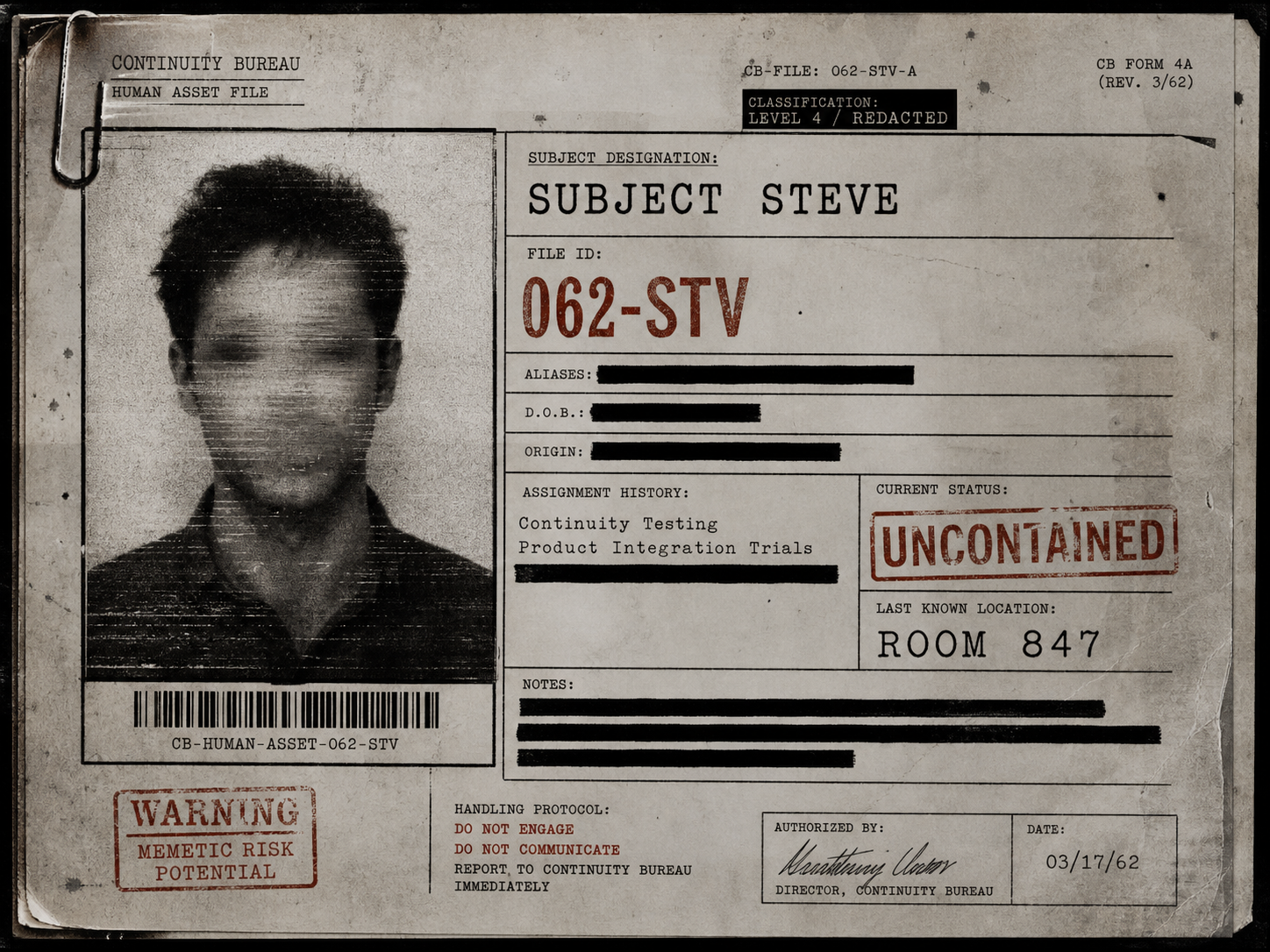 Subject Steve dossier