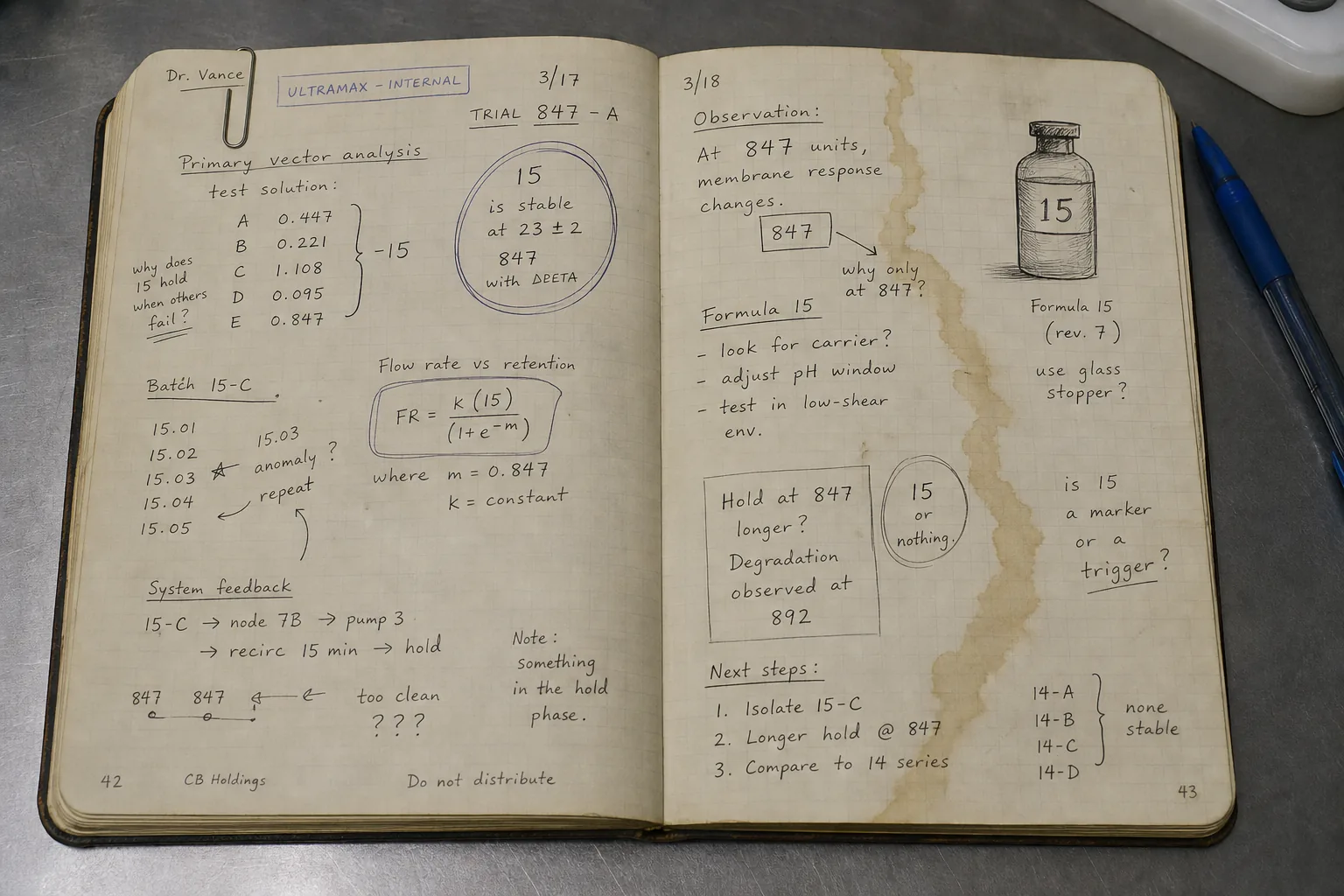 Recovered Vance notebook pages