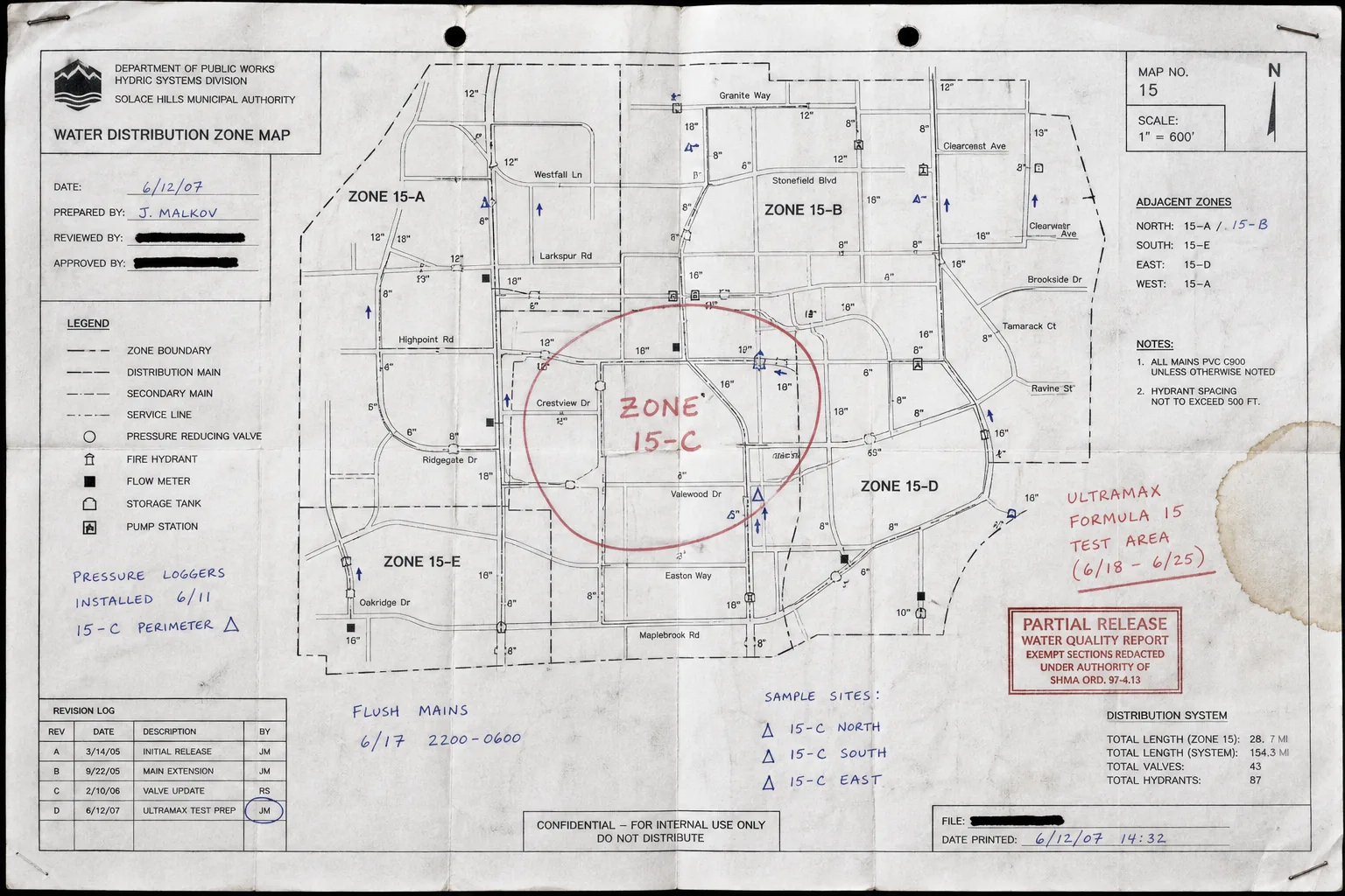 Water zone map photocopy