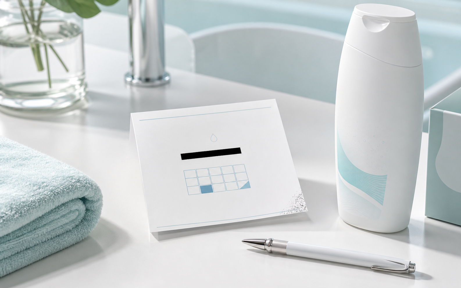 Formula 15 support card and bottle on a clean counter